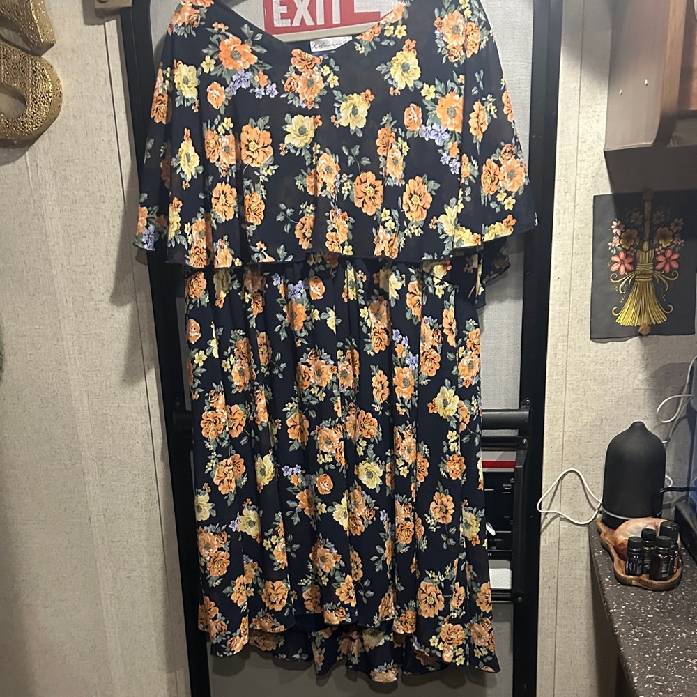 Torrid Black Dress with Orange Floral Pattern